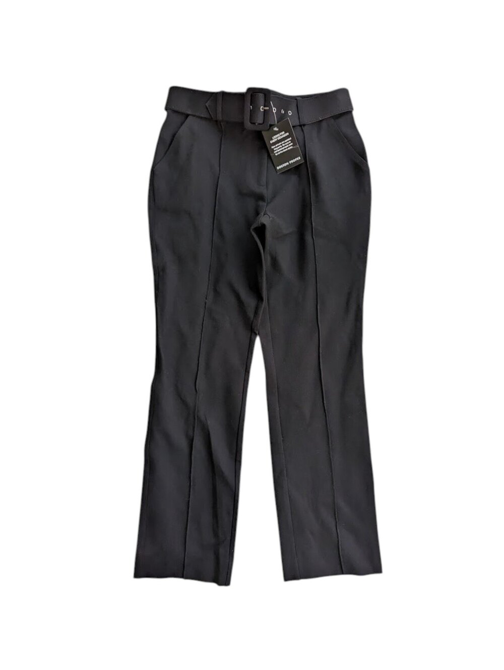 Boston Proper Womens 6 Black Belted Dress Pants Stretch Trousers NWT 14.5x27.5